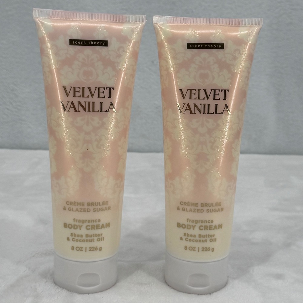 (2) Scent Theory Velvet Vanilla Fragrance Body Cream Lotion 8oz Shea Coconut Oil